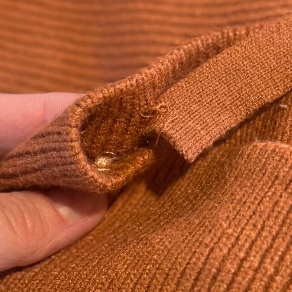 Love Tree Off-the-Shoulder Rust Orange Knit Sweater - Picture 2 of 2